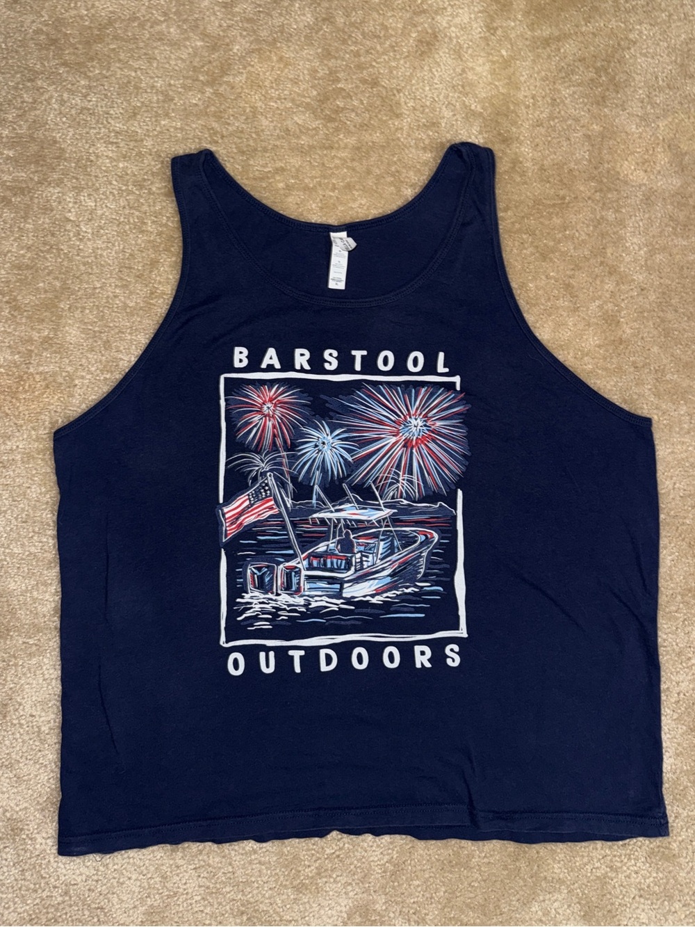 Barstool Sports Outdoors 4th of July Patriotic Boat Tank Top XL